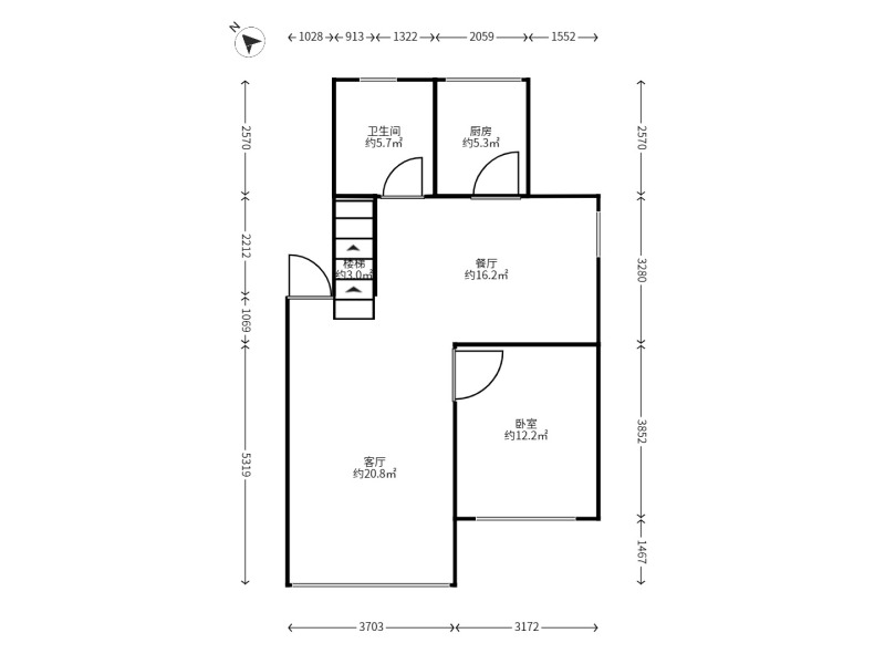 5室2廳2陽(yáng)臺(tái) 頤園里戶型圖