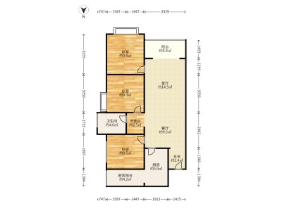 3室2廳2陽臺(tái) 龍湖水晶酈城