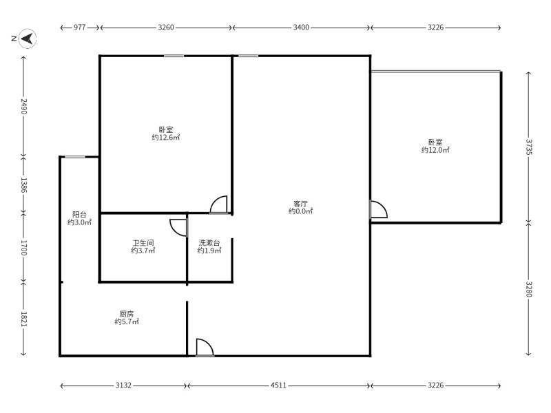 2室2廳1陽臺(tái) 春城慧谷二期戶型圖