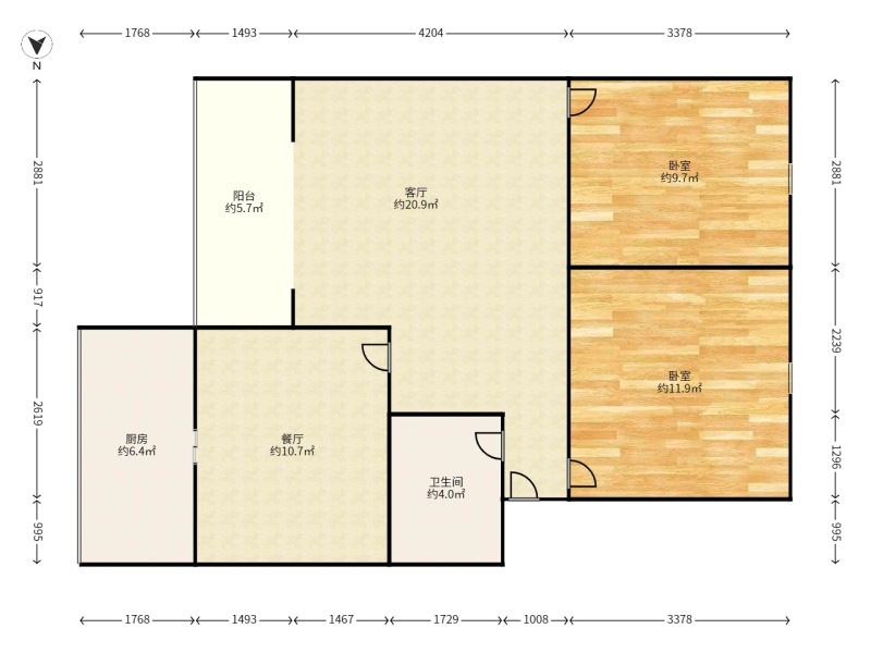 2室2廳1陽臺(tái) 新發(fā)小區(qū)戶型圖