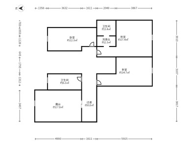 6室2廳1陽臺 良晨水逸一期戶型圖