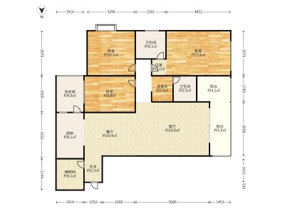 3室2廳2陽(yáng)臺(tái) 溪畔麗景