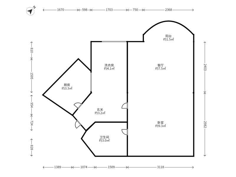 1室1廳1陽(yáng)臺(tái) 泰旸欣城戶(hù)型圖