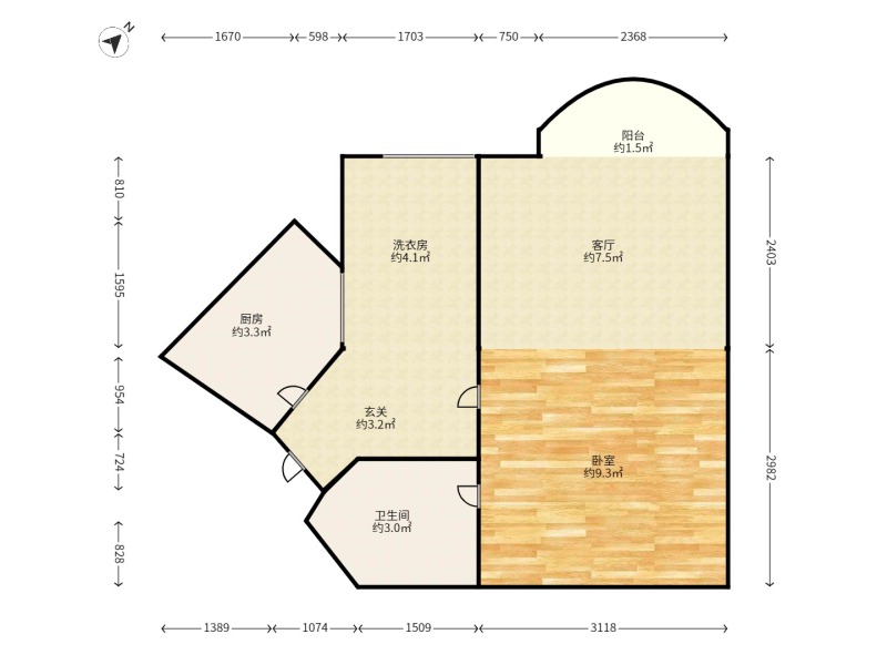 1室1廳1陽(yáng)臺(tái) 泰旸欣城戶(hù)型圖
