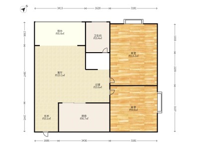 2室2廳1陽臺 時(shí)光俊園