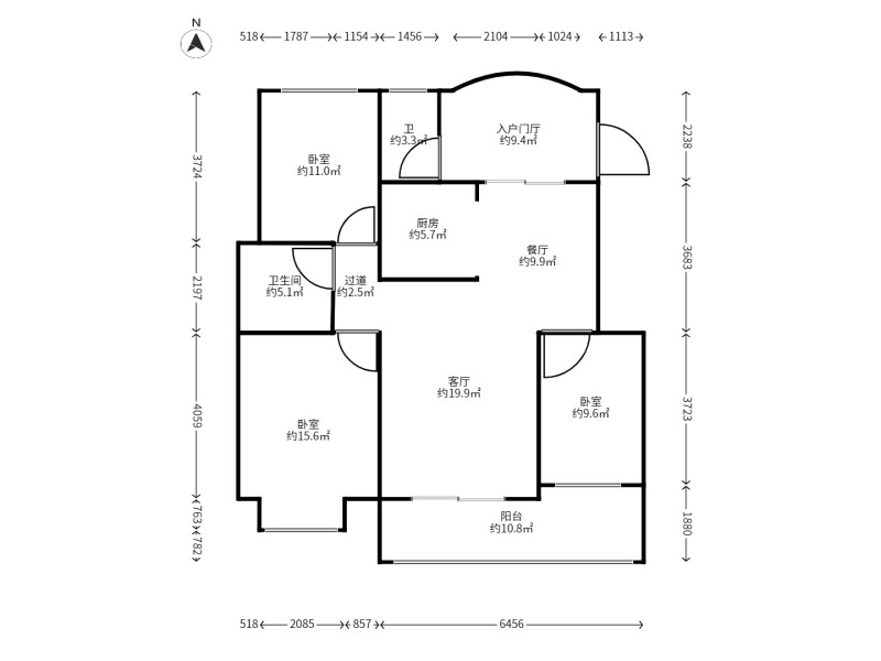 3室2廳2陽臺 金色交響家園水韻組團戶型圖