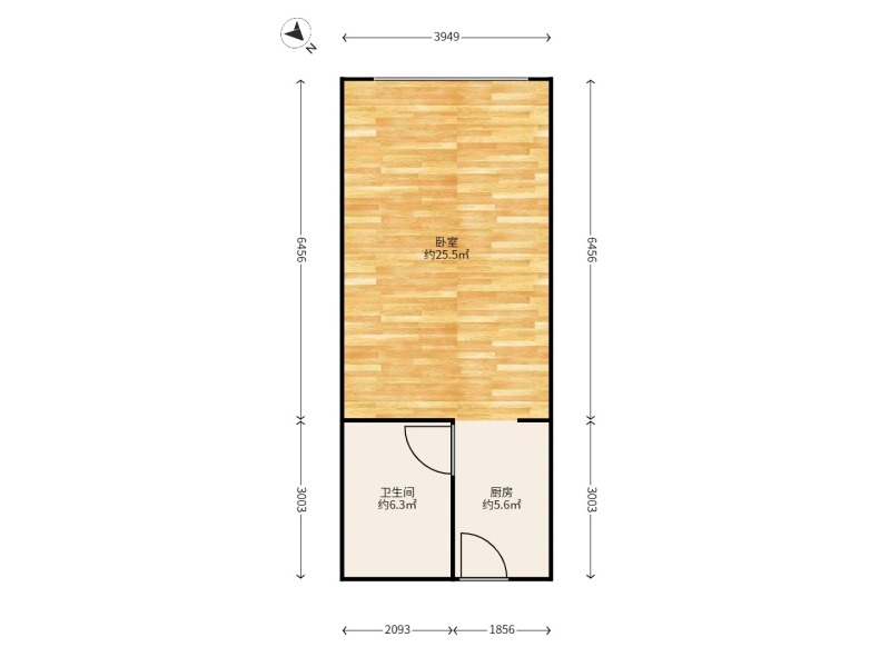 1室1廳1陽臺 綠城春江明月戶型圖