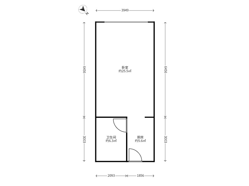 1室1廳1陽臺 綠城春江明月戶型圖