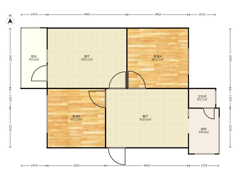 2室2廳1陽臺 田壩小區(qū)戶型圖