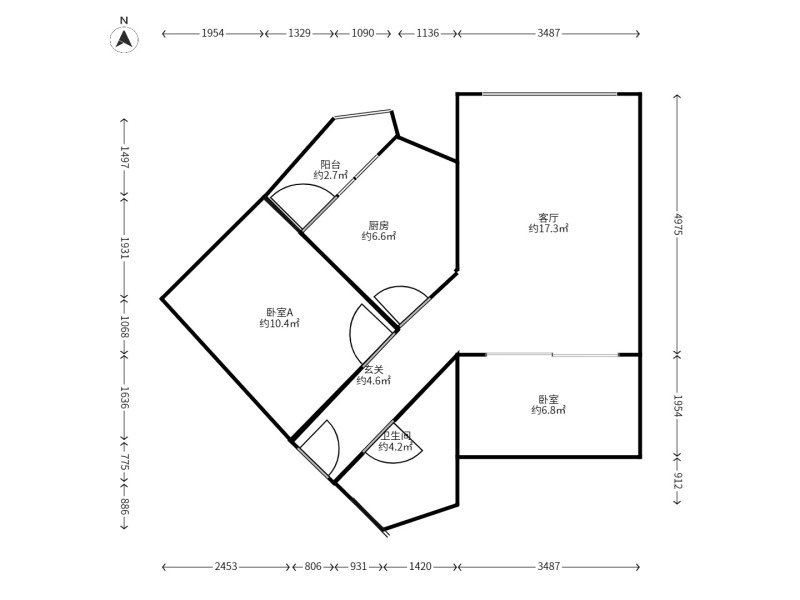 2室1廳1陽臺 美璟欣城戶型圖