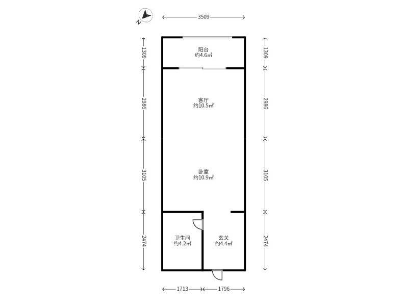 1室1廳1陽臺 濱江俊園香儂組團(tuán)戶型圖