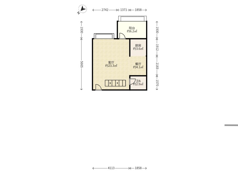 3室2廳1陽臺(tái) 奧宸橙郡二期戶型圖