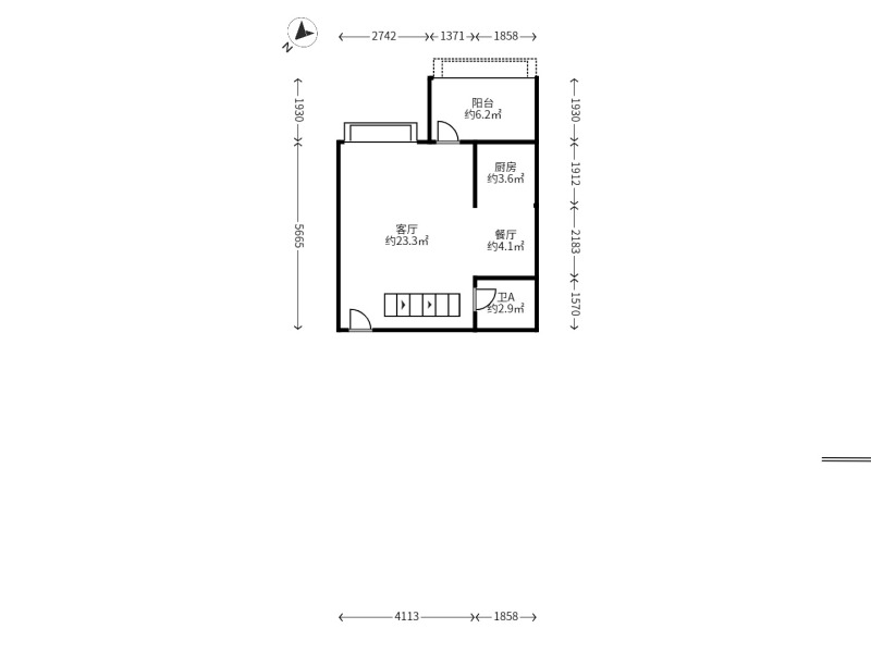 3室2廳1陽臺(tái) 奧宸橙郡二期戶型圖