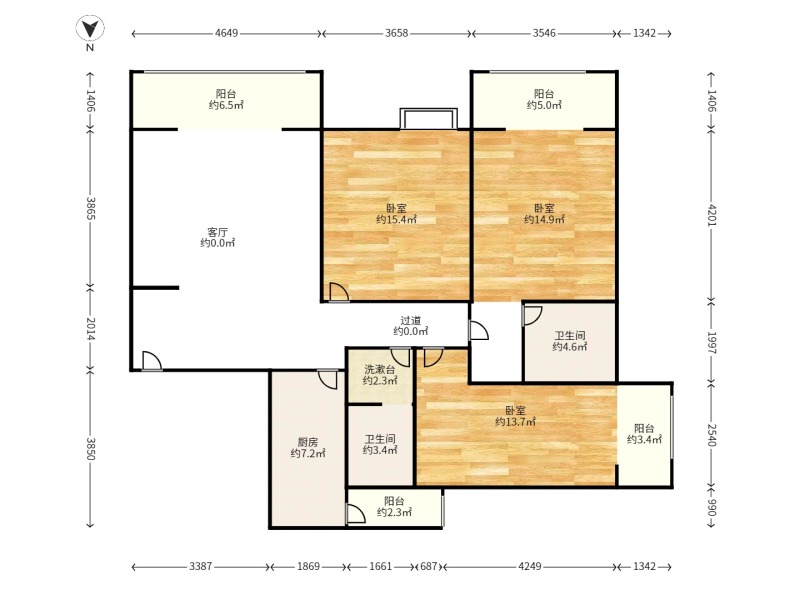 3室2廳 潤城二區(qū)戶型圖