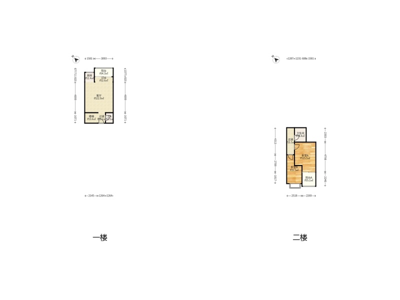 2室2廳 紅星國際晶品公寓戶型圖