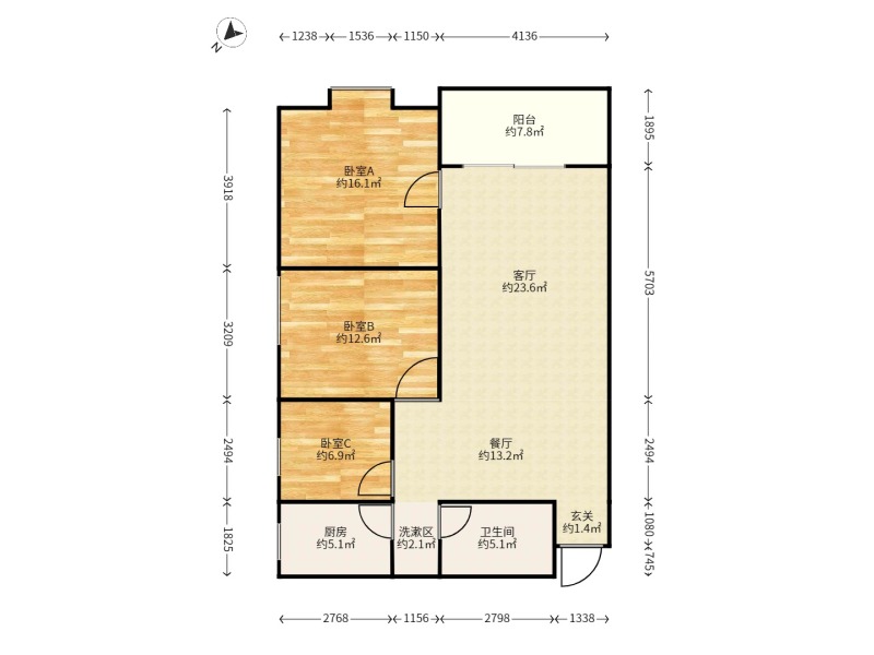 3室2廳1陽(yáng)臺(tái) 和諧世紀(jì)戶(hù)型圖
