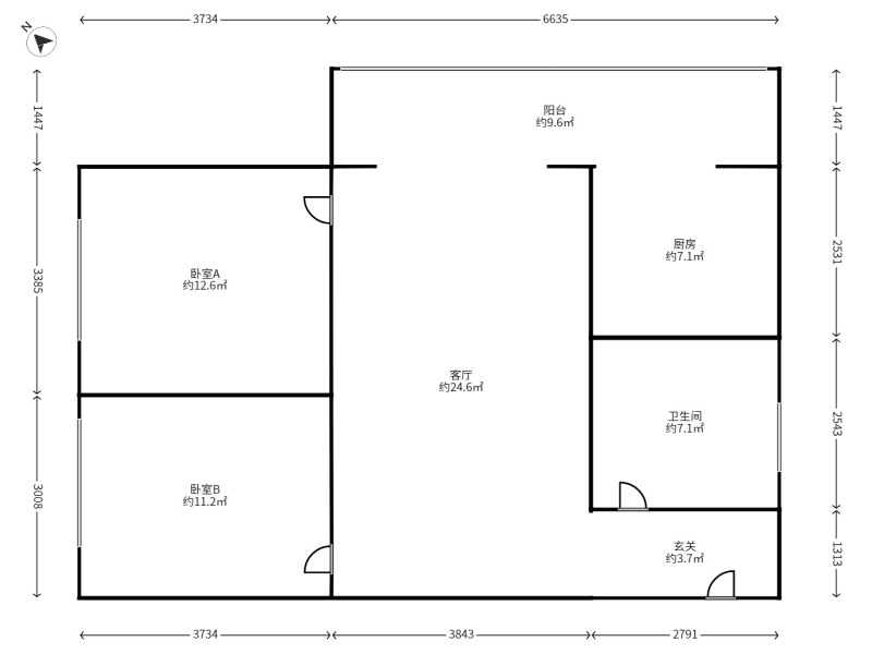 2室2廳2陽臺 廣福城雅福園戶型圖