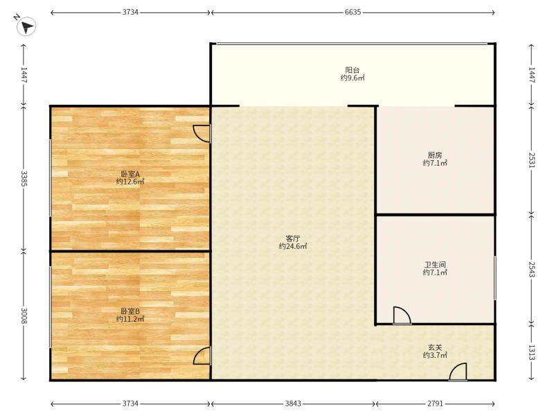 2室2廳2陽臺 廣福城雅福園戶型圖