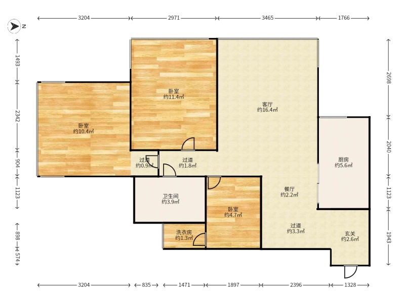 3室2廳1陽臺 南亞未來城戶型圖