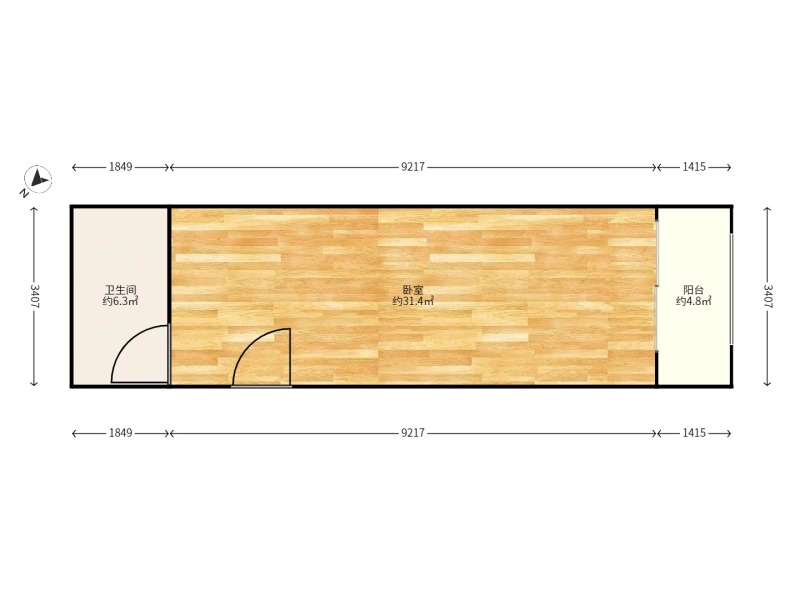 1室1廳1陽臺 禧瑞都戶型圖