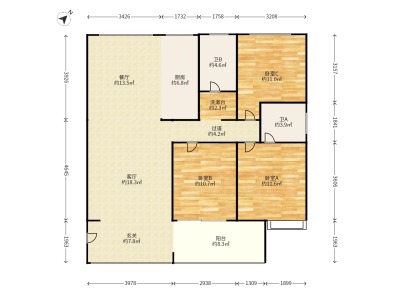 3室2廳2陽(yáng)臺(tái) 中鐵水岸青城A2地塊