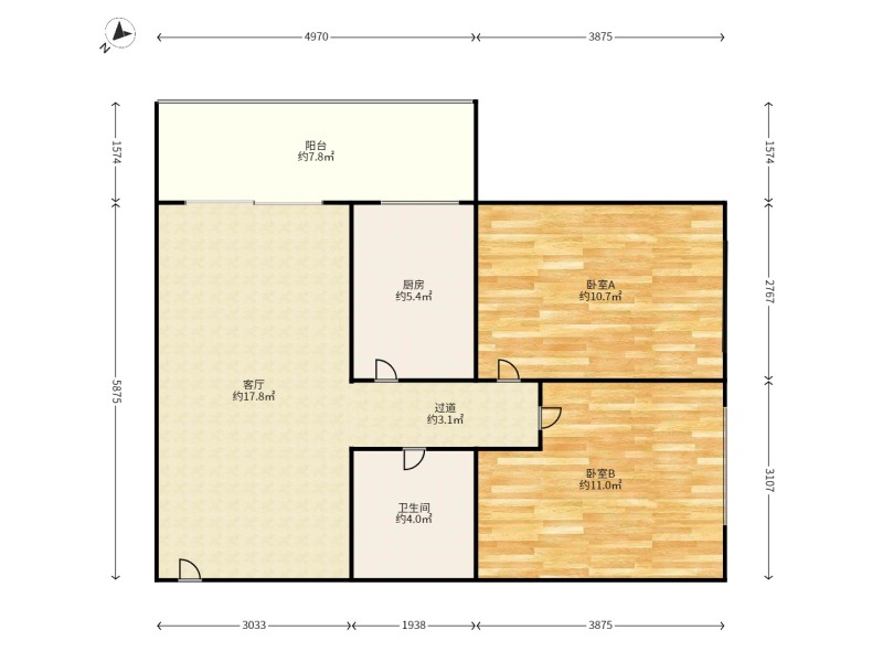 2室1廳1陽臺 碧海秋月戶型圖