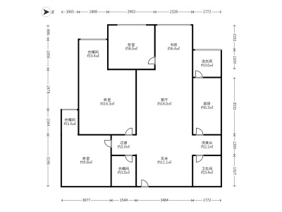 3室2廳1陽(yáng)臺(tái) 巨和齊泰城