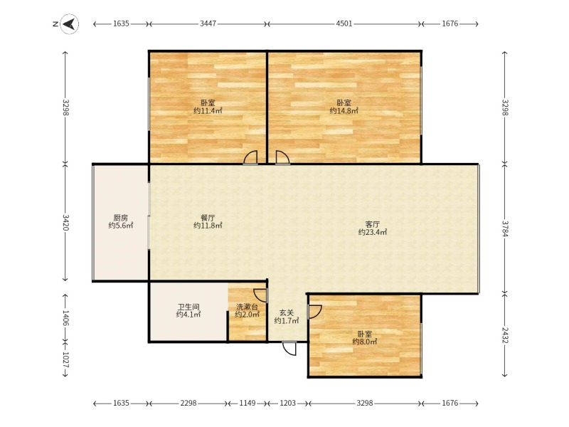 3室2廳1陽臺 巴士家園戶型圖
