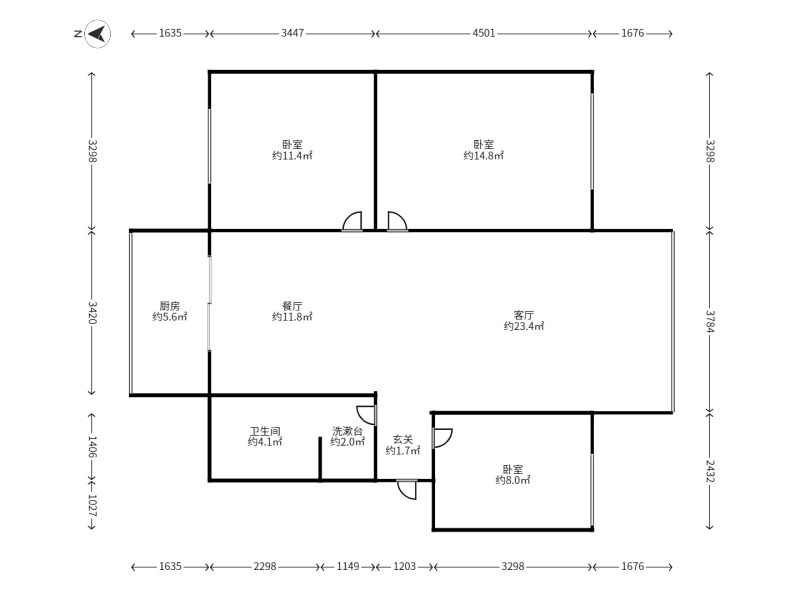 3室2廳1陽臺 巴士家園戶型圖