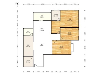 3室2廳2陽臺 潤城十區(qū)