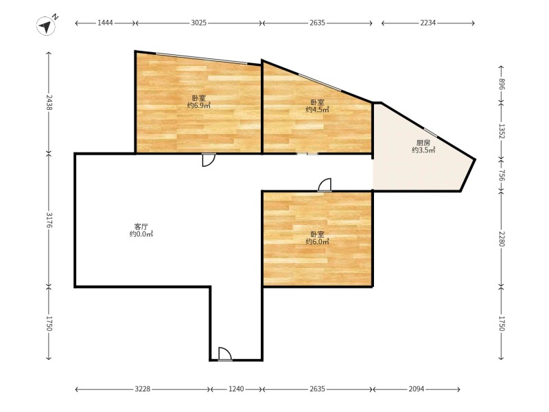 1室1廳1陽臺 凱旋花園戶型圖