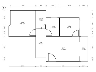 2室2廳1陽臺 江東小康城戶型圖