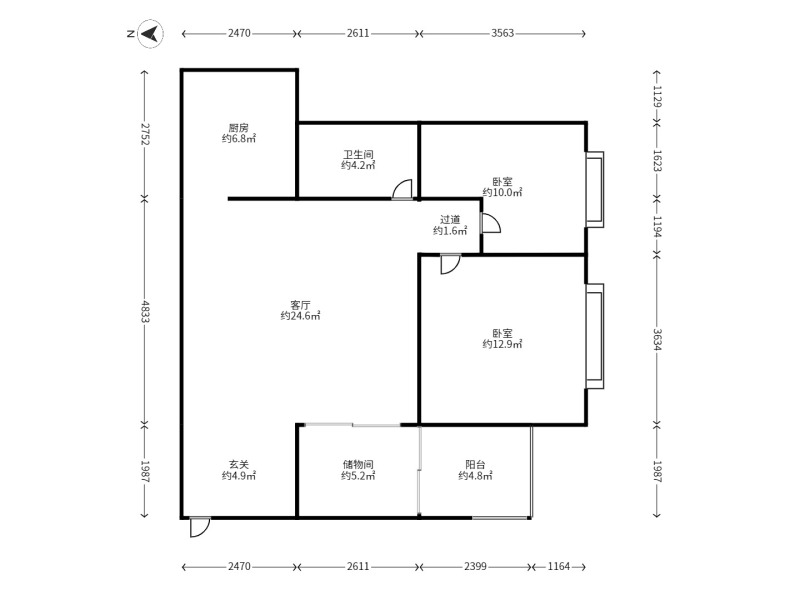 3室2廳1陽(yáng)臺(tái) 云安陽(yáng)光城戶(hù)型圖