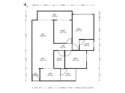 3室2廳2陽(yáng)臺(tái) 中海云著