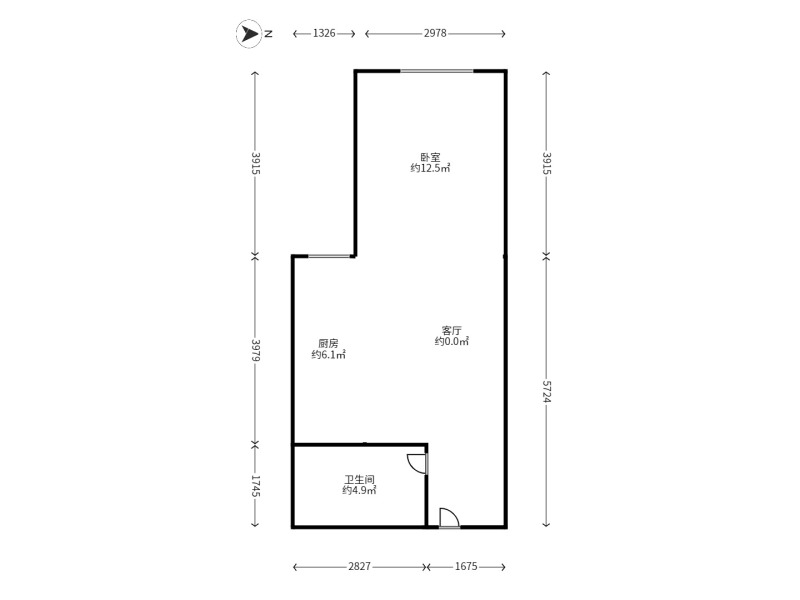 1室1廳1陽臺(tái) 南悅城公寓公寓戶型圖