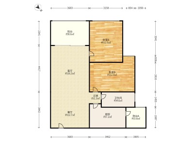 2室2廳1陽臺(tái) 海倫國際米蘭區(qū)