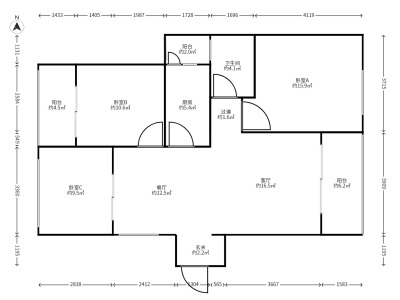 3室2廳2陽(yáng)臺(tái) 實(shí)力郡城