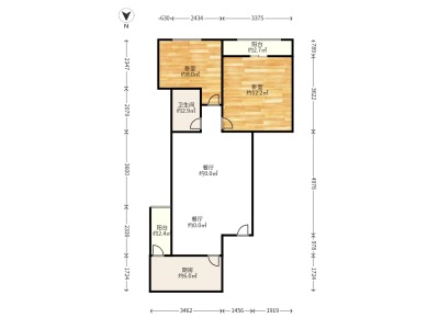 2室2廳1陽(yáng)臺(tái) 恒大云報(bào)華府