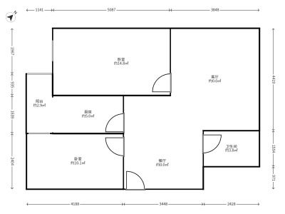 2室2廳1陽臺 上海沙龍