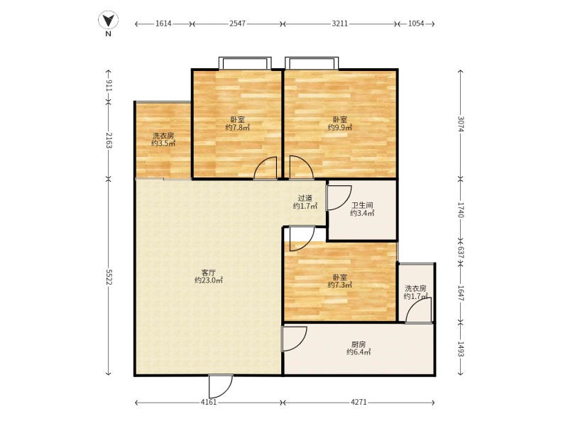3室2廳1陽臺 金曇花園戶型圖