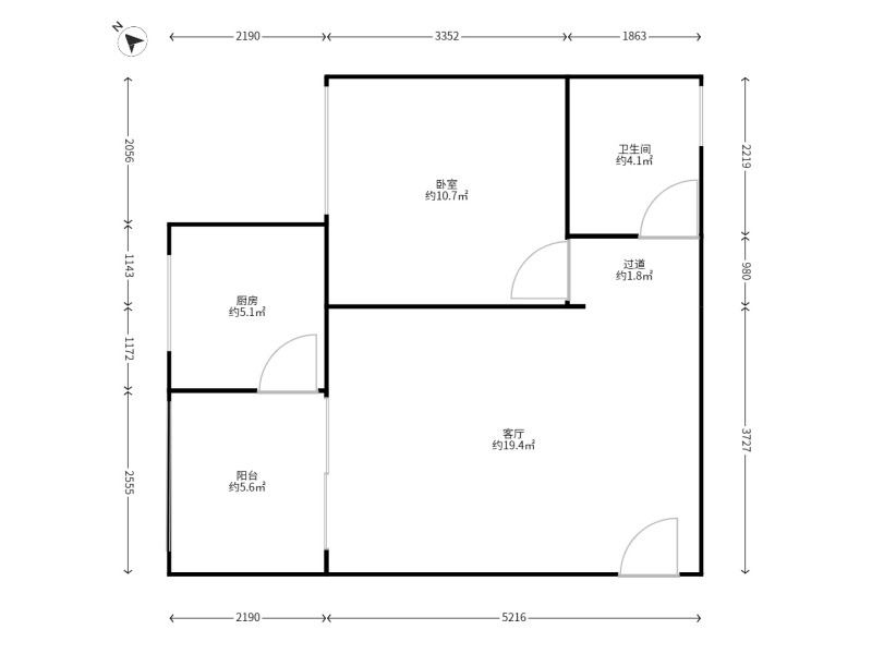 1室1廳1陽臺(tái) 江東鳴翠園東區(qū)戶型圖