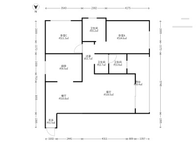 2室2廳1陽(yáng)臺(tái) 溪畔麗景