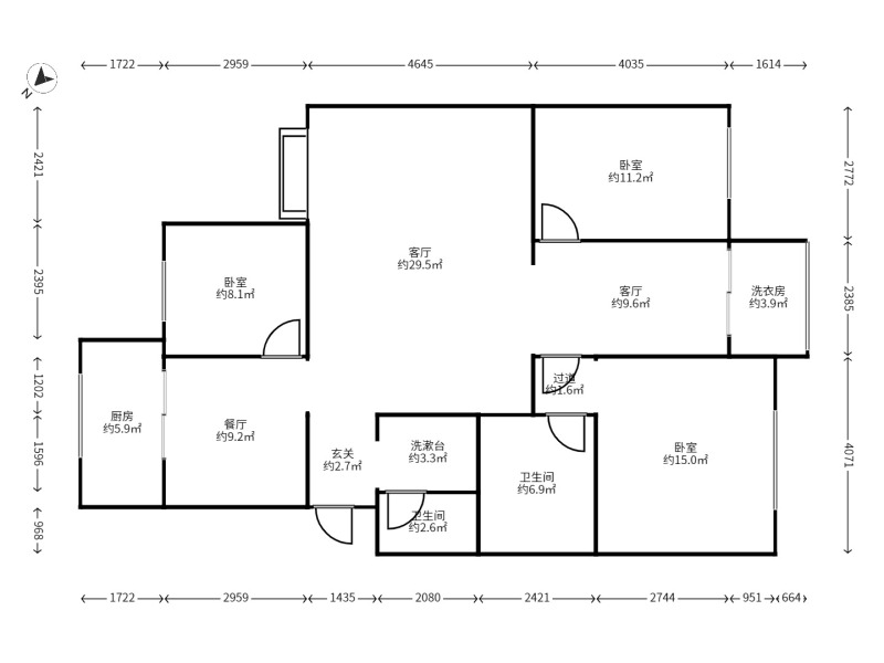 4室2廳2陽臺 金實小區(qū)戶型圖