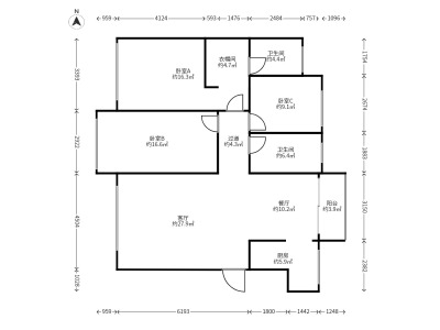3室2廳2陽臺 金域藍(lán)灣