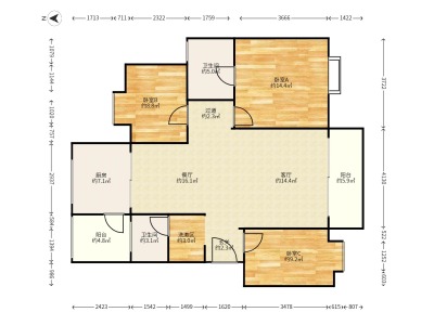 3室2廳2陽(yáng)臺(tái) 江東小康城
