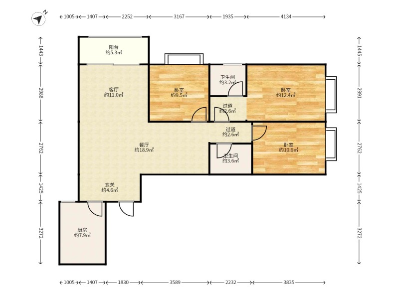 3室2廳 瑞鼎城二期戶型圖