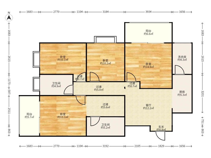 3室2廳2陽臺(tái) 俊發(fā)盛唐城星河郡（一期）戶型圖