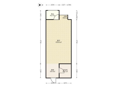 1室1廳1陽臺(tái) SOHO俊園戶型圖