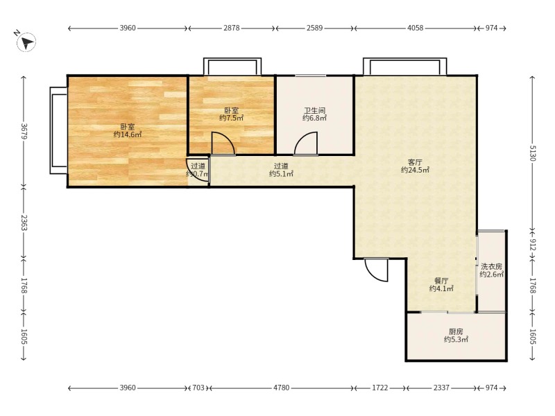 2室2廳1陽(yáng)臺(tái) 禧瑞都戶型圖