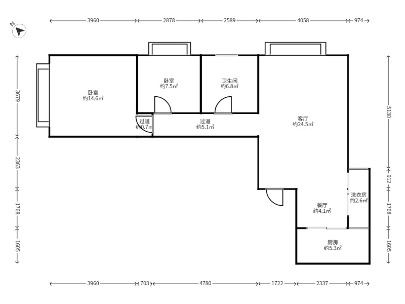 2室2廳1陽(yáng)臺(tái) 禧瑞都戶型圖